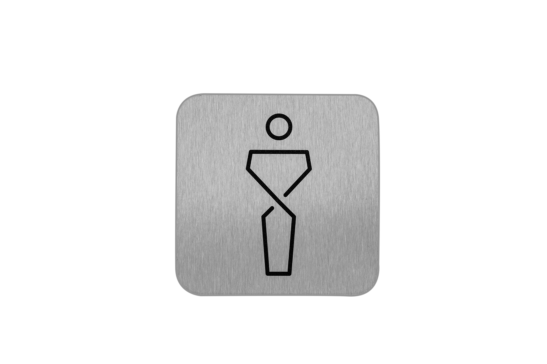 Piktogramm WC Mann - Edelstahl, schwarzer Druck