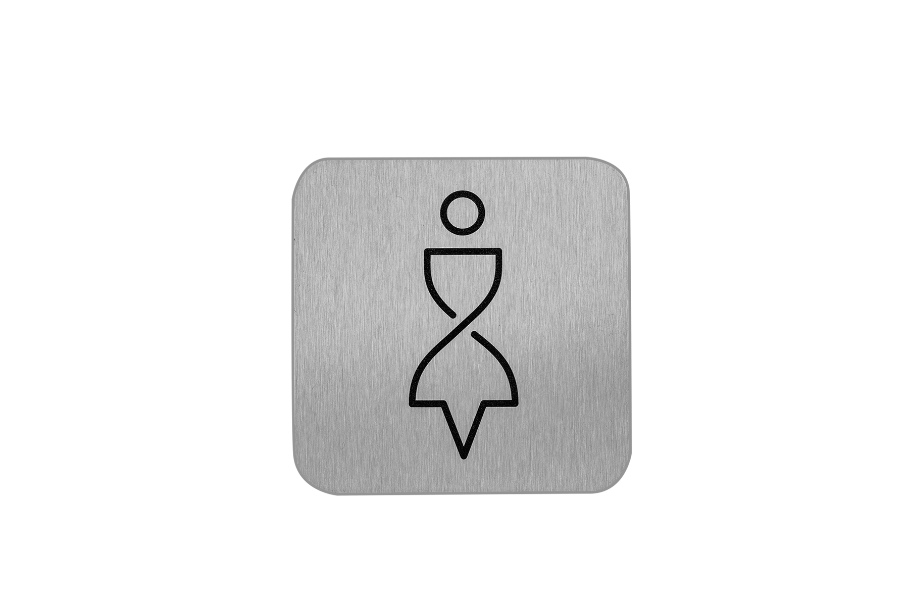 Piktogramm WC Frau - Edelstahl, schwarzer Druck