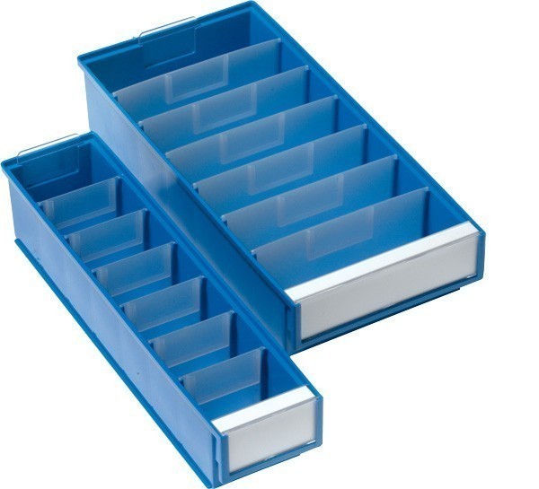 Breite Medikamentenbox mit Teilern - Blau